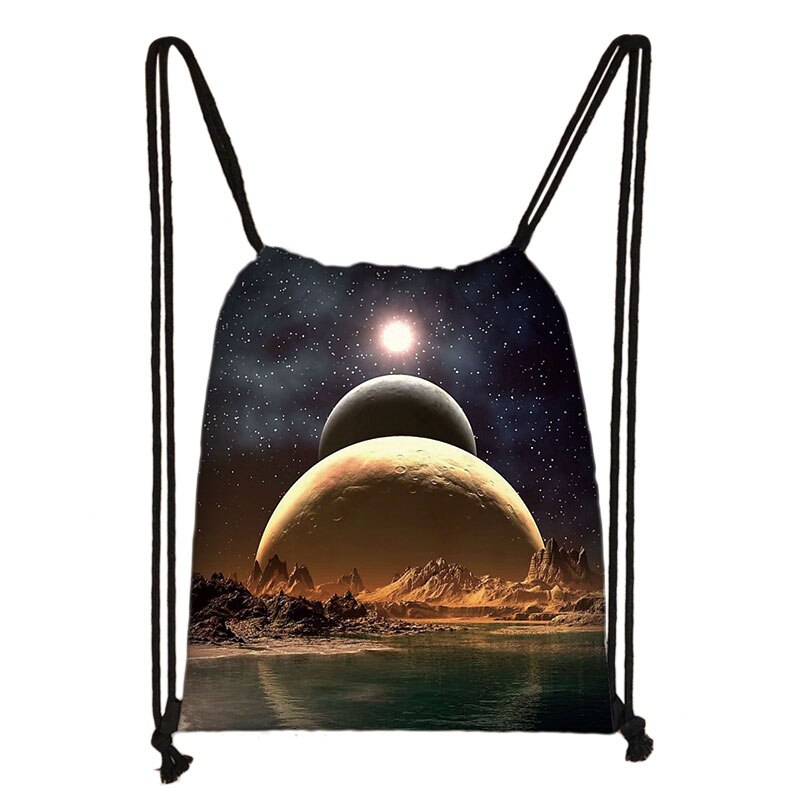 Galaxy / sterrennacht print trekkoordtas dames reistas tienermeisjes canvas softback rugzak dames opbergtas: Skdxk 07