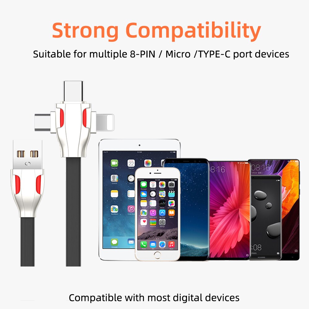 3 In 1 USB C Micro USB 8 Pin Kabel Für iPhone 12 Samsung Android 3A Multi Ladegerät Schnelle Lade USB Typ C Kable Schnur