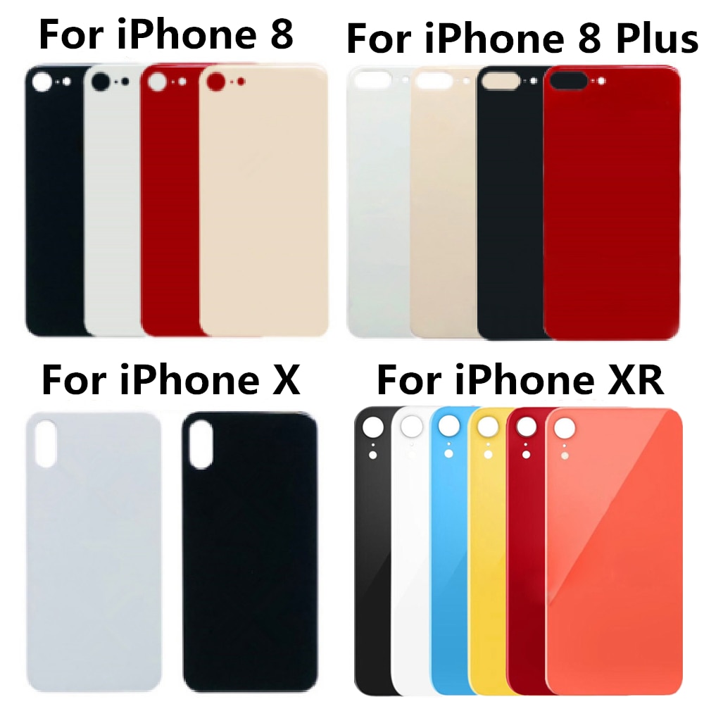 10 st/lot stort hål bakglas batteriskal för iphone 11 8 8p plus x xr xs xsmax  se2 stort hål bakdörrshus