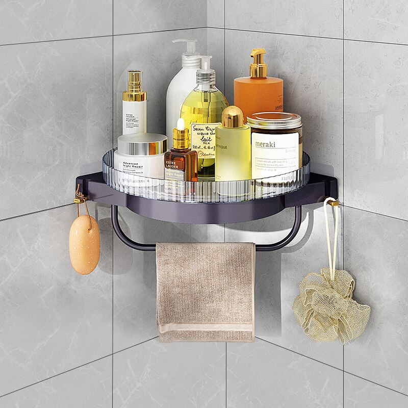 Joybos Bathroom Racks Rotating Corner Shelf Racks Bathroom Organizer Shelf Shampoo Cosmetic Storage Bathroom Accessories: purple-1 layer