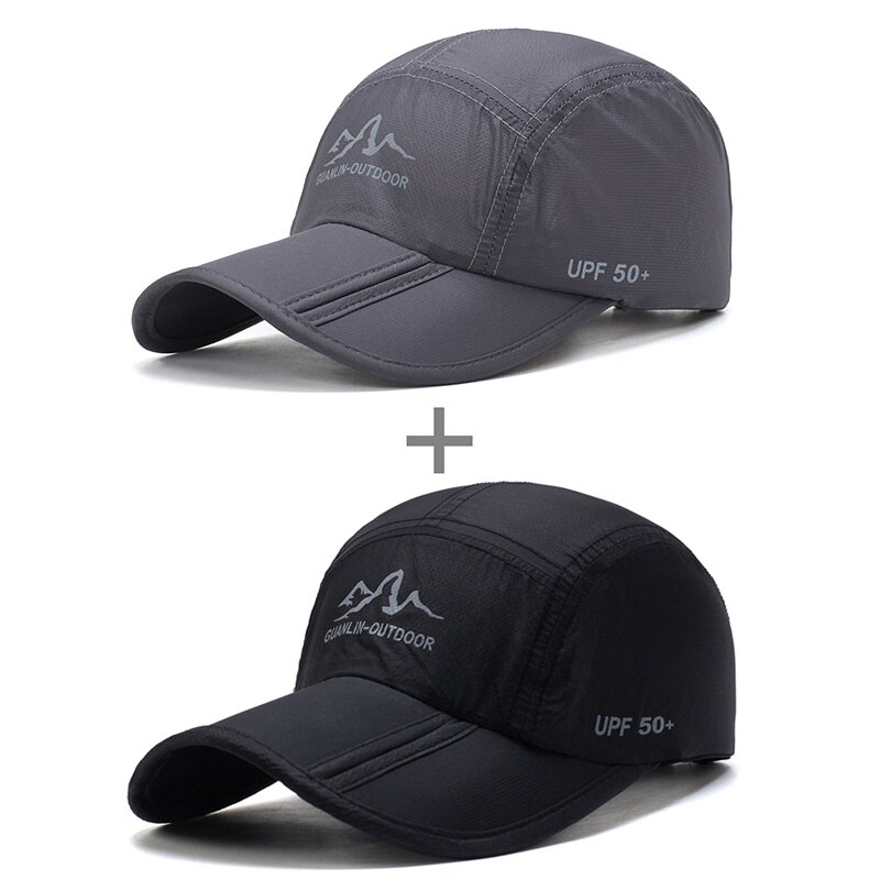 [AETRENDS] Ultradunne Sneldrogend Vouwen Baseball Cap Mannen Vrouwen Zomer Hoed Reizen Zonnescherm Hoeden Z-5119: Dark Gray and Black