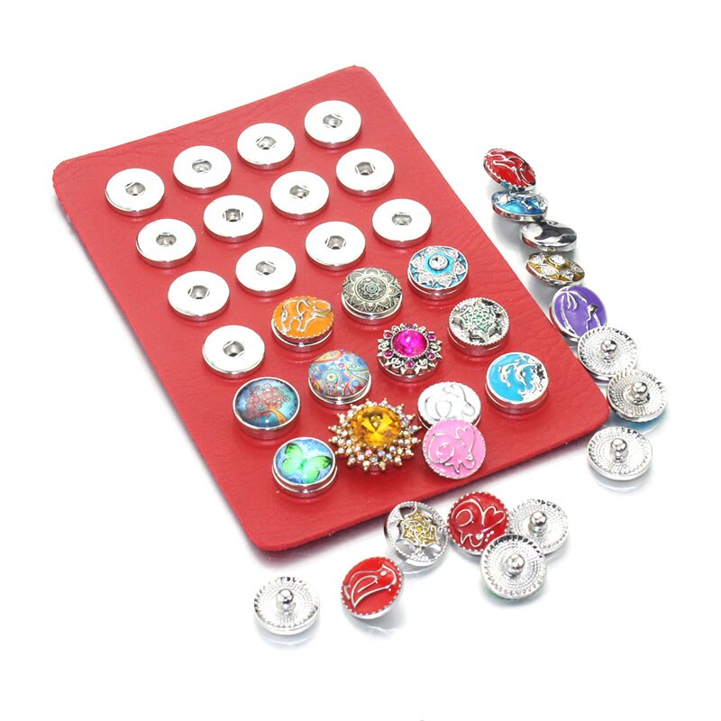 snapp smykker 18mm trykkknapp vise 10 farger svart skinn snapp vise til 24 stk smykker vise holder 8089