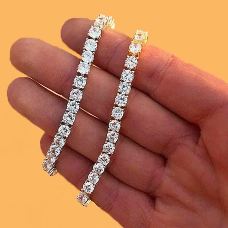 4mm Cubic Zirconia Tennis Bracelet Iced Out Chain Bracelets For Women Men Gold Silver Color Men Bracelet CZ Chain Jewelry