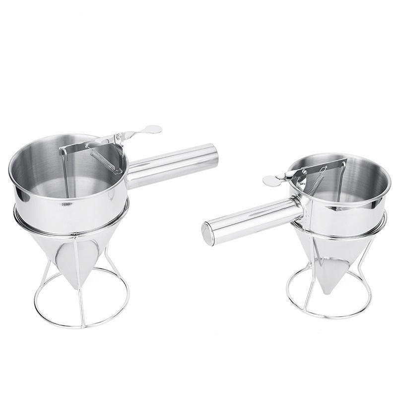 600/1200 ml Öleimer mit Halter Edelstahl Trichter Spender Cupcake Pfannkuchen Teig Octopus Ball Küche Backen Werkzeug