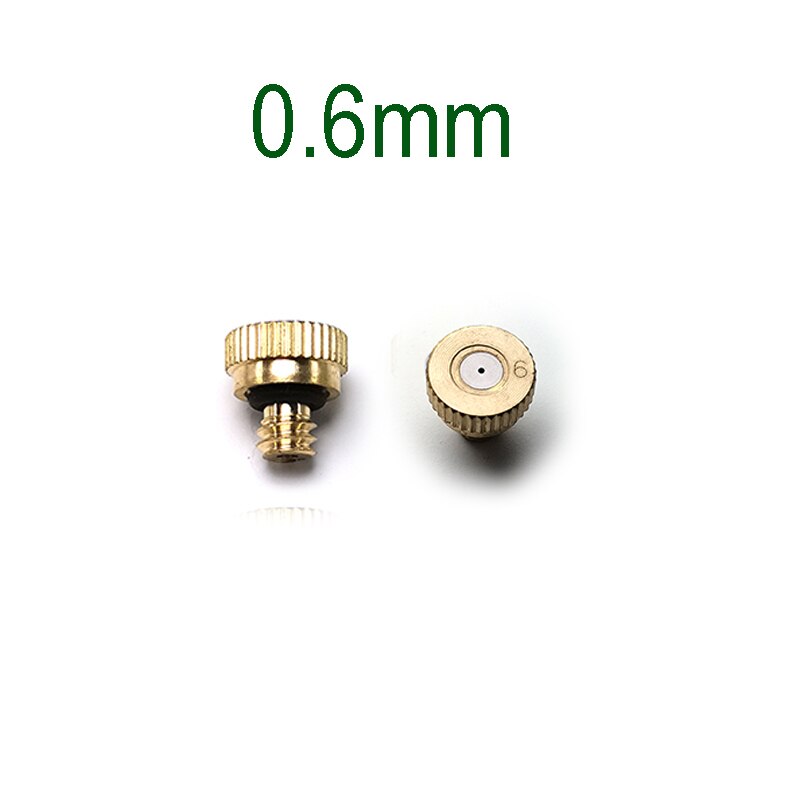 20 Stuks Schroefdraad Messing Verneveling Nozzle 0.1-0.8Mm Orifice Water Mister Onderdelen Fog Nozzle Voor Patio Vernevelaars outdoor Cooling: 0.6mm