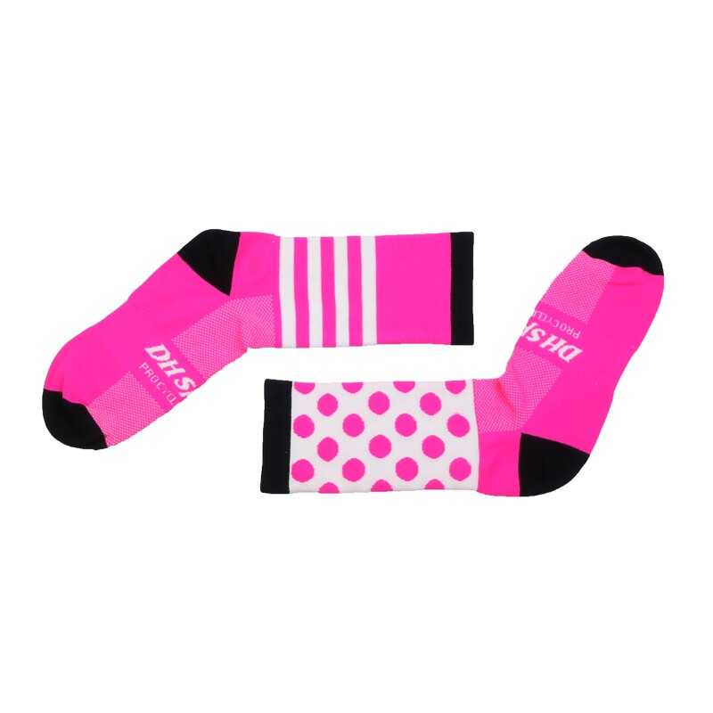 DH SPORTS Cycling Socks Men Women Protect Feet Breathable Sock Kids Outdoor Road Bike Socks Bicycle Accessories: Rose Black / 3 to 6 year kids