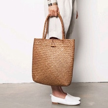 Sac de paille tricoté pour les femmes fourre-tout été bohême femmes sacs à main solide épaule sac de plage Shopping