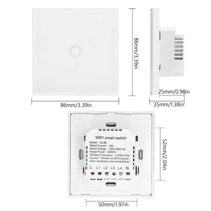 Light Switch Touch Panel WIFI Touch Switch Glass Panel for Google Assistant