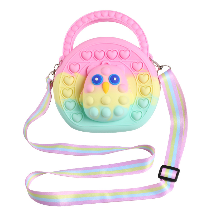 Sac à main rond avec hibou Pop It pour enfants, sensoriels, Anti-Stress, jouet à presser: 1