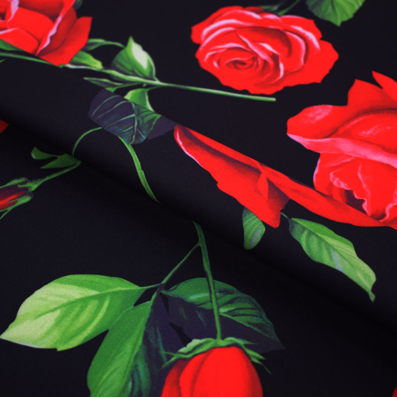 De Rode Roos Digitale Schilderen Stretch Habijabi Stof Voor Satijn Jurk Rok Tissu Afrikaanse Bazin Riche Getzner Telas Tissus Tela