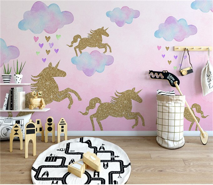 Roze Cartoon Eenhoorn Muursticker Voor Kinderkamer Nursery Decoratie Behang Waterdicht Diy Regenboog Decal Home Decor Muurschilderingen: CFH004