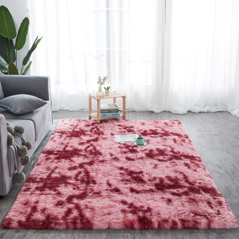1PC Shaggy Tie-teinture tapis 40*40CM imprimé peluche sol moelleux tapis chambre d'enfants fausse fourrure zone tapis salon tapis soyeux tapis