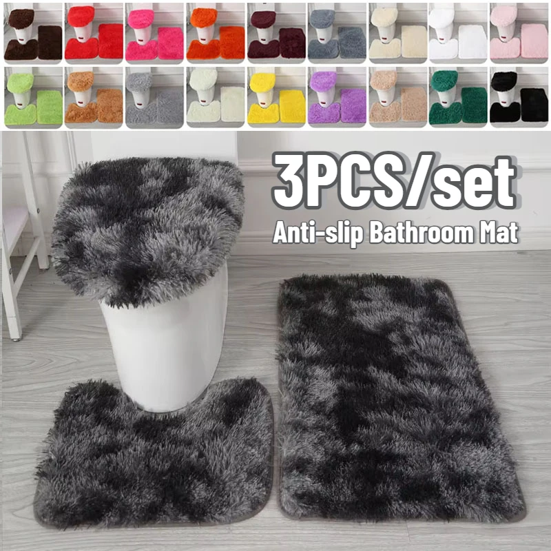 Anti-slip Bathroom Mat Set Luxurious 3-piece Bathroom Rug Set with Non-slip Backing Super Soft Microfiber for Toilet for Modern