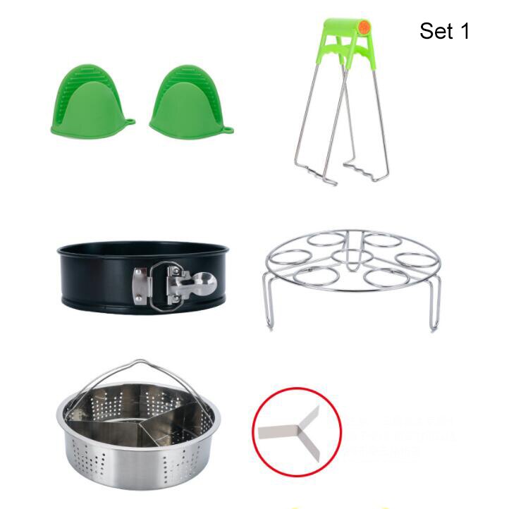 Tillbehör för omedelbar pottuppsättning vegetabilisk ångkorg äggkokare rack non-stick springform pan skål maträtt klipp köksredskap: Ljusgrå