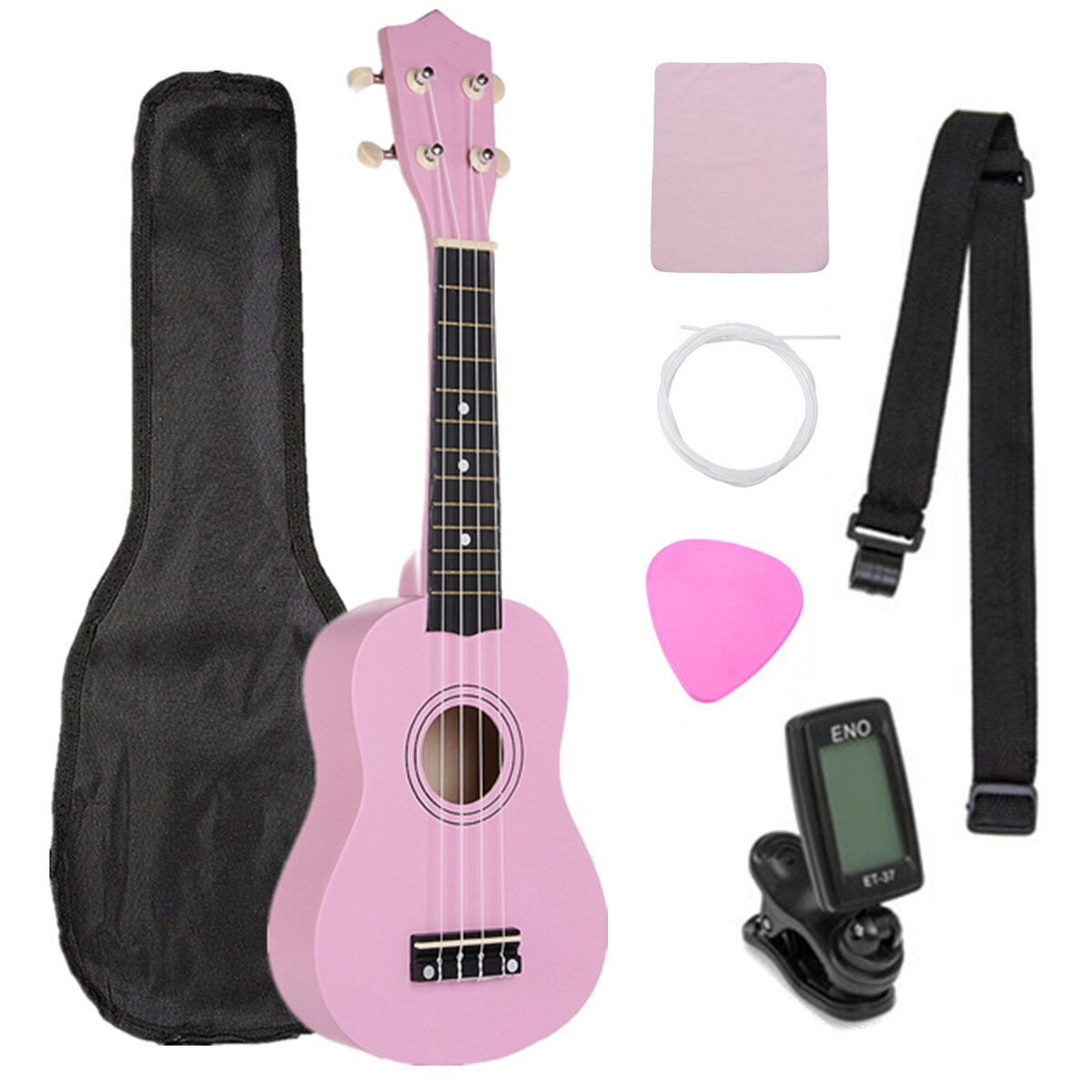 21 inch Ukulele Soprano 4 Strings Hawaiian Guitar Basswood Guitar Uke Kids Stringed Musical Instruments for Music Beginner: Pink