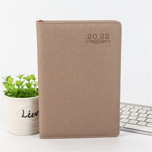 2022 A5 Planner Notebook Writing Notepads Planner Schedule Book Office Accessories Personal Diary Agendas Notebook: Beige