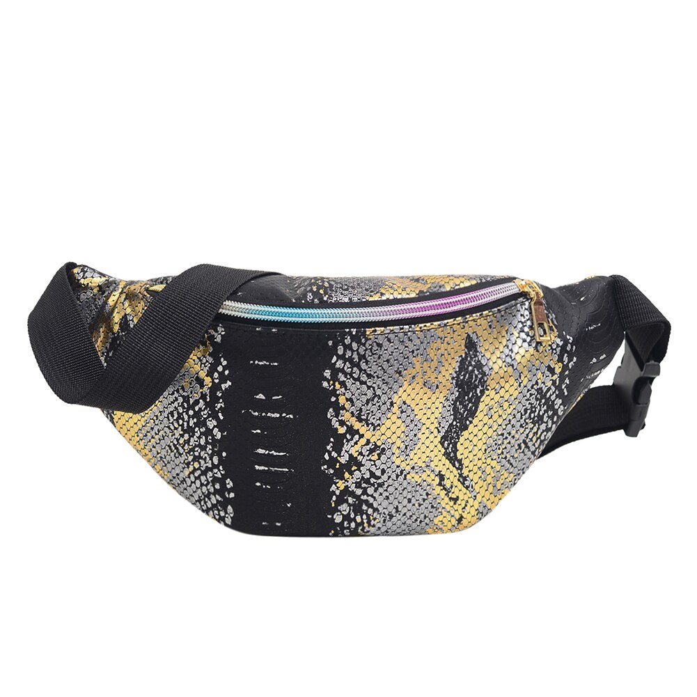 lässig PU Leder Brust Taschen Frauen funkeln Taille Streetwear lässig Bote Packungen Streetwear Bote Packungen: Schwarz