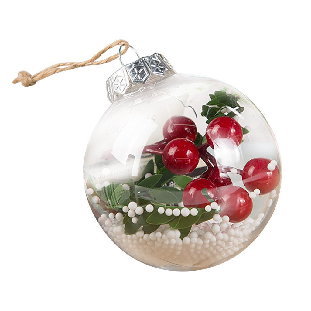 Christmas Tress Decorations DIY Hollow Ball Transparent Open Plastic Clear Bauble Ornament Xmas Box Decoration: B