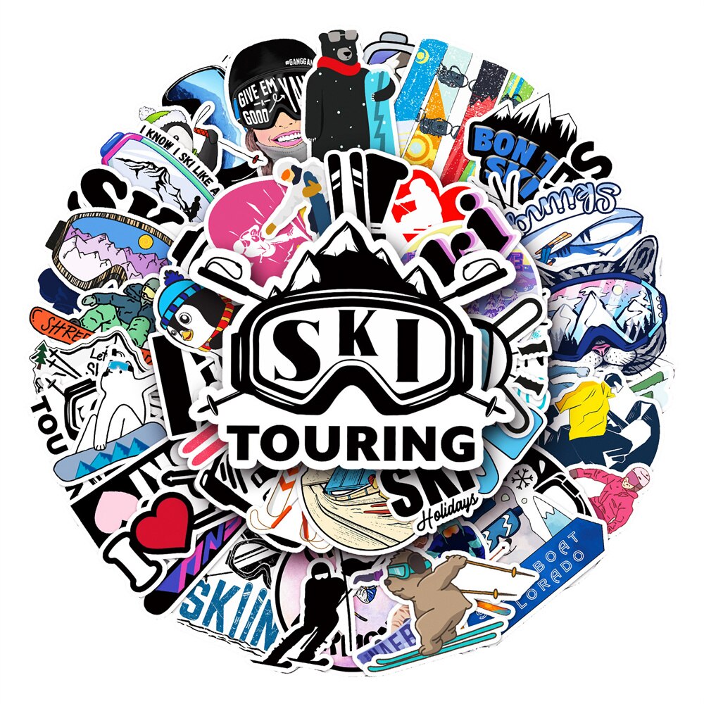 10/30/50 stück kleine, frische ski-aufkleber, graffiti-koffer, scrapbook, gepäck, laptop, süße diy-aufkleber
