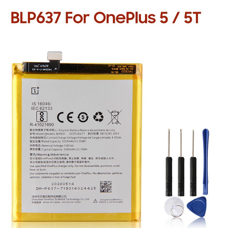 Original Ersatz Batterie BLP637 BLP685 BLP699 BLP743 BLP745 Für OnePlus 1 2 3T 5 5T 6 6T 7 7 Pro 7T 7T Pro Telefon Batterien: For OnePlus 5 5T