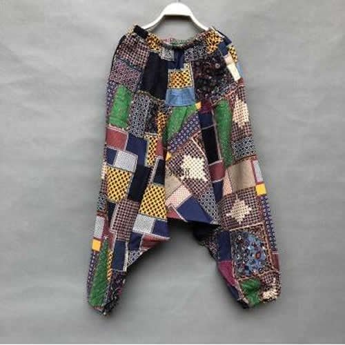 Pantalon femme sarouel Baggy imprimé décontracté Hippie Joggers pantalon croisé pantalon ample Aladdin lanterne jambe large coton lin pantalon Plus: 016