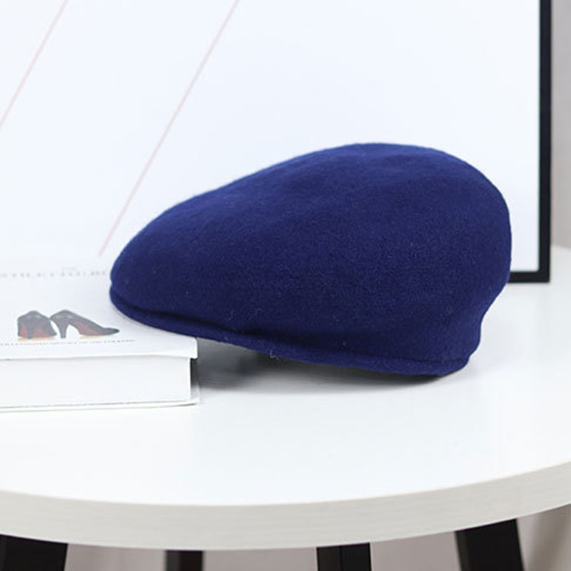 MAXSITI U-gorra con visera de lana para mujer, sombrero de pintor informal de color sólido Vintage, Otoño e Invierno: Azul