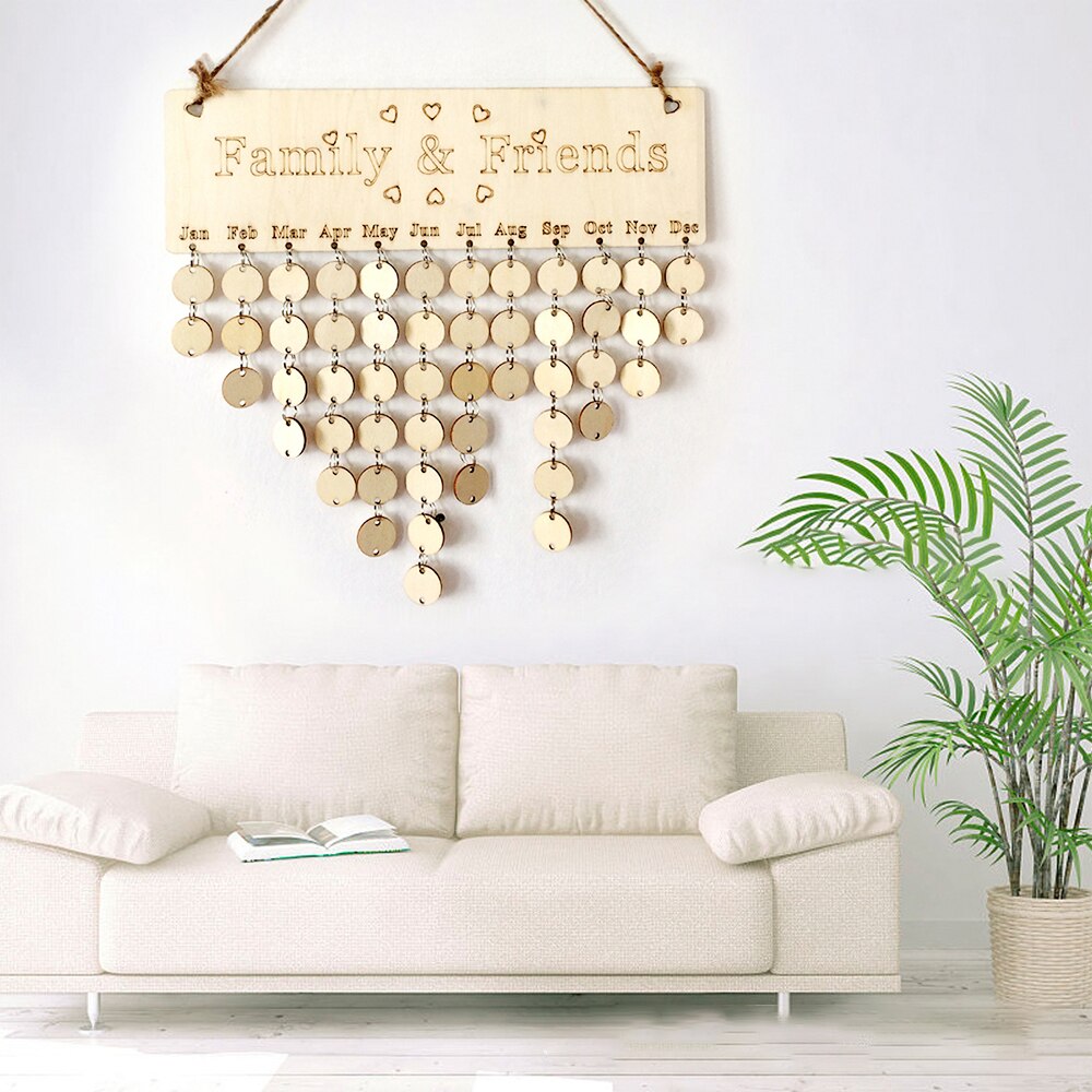 Kalendarz przypomnienie deska specjalne dni przyjaciel rodziny daty urodzin znak drewno wisiorek DIY rzemieślnicze ściana dekoracje wiszące robić salonu