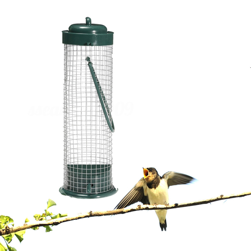 Green Bird Feeder Outdoor Waterproof Bird Feeder Pet Supplies Plastic Hanging Bird Food Container Garden Decoration