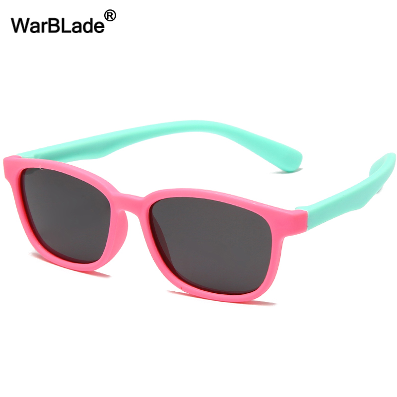 Warblade Gepolariseerde Kids Zonnebril Vierkante Siliconen Flexibele Kinderen Jongens Meisjes Zonnebril Baby Shades Eyewear UV400 Oculos: pink green