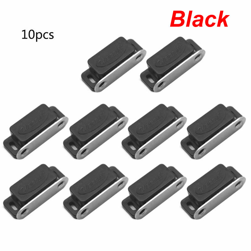 10Pcs Mini Plastic Cabinet Magnetic Catch Lock Latch Door Shutter Home Furniture: Black