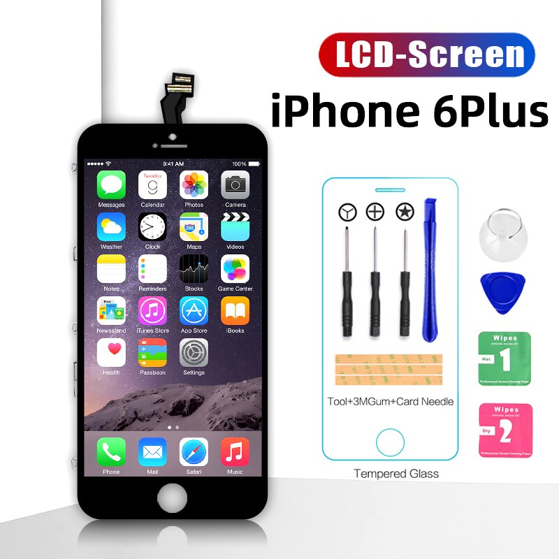 OEM original LCD Display Für iPhone 6 6Plus 6S Plus 5S 5C Touchscreen Digitizer Montage ersatz Weiß Schwarz: For iPhone 6P Black