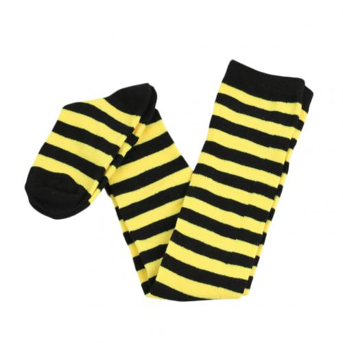 Long Stripe Printed Thigh High Striped Cotton Socks Women Christmas Color Striped Over The Knee Thigh High Stockings: 18Black Yellow