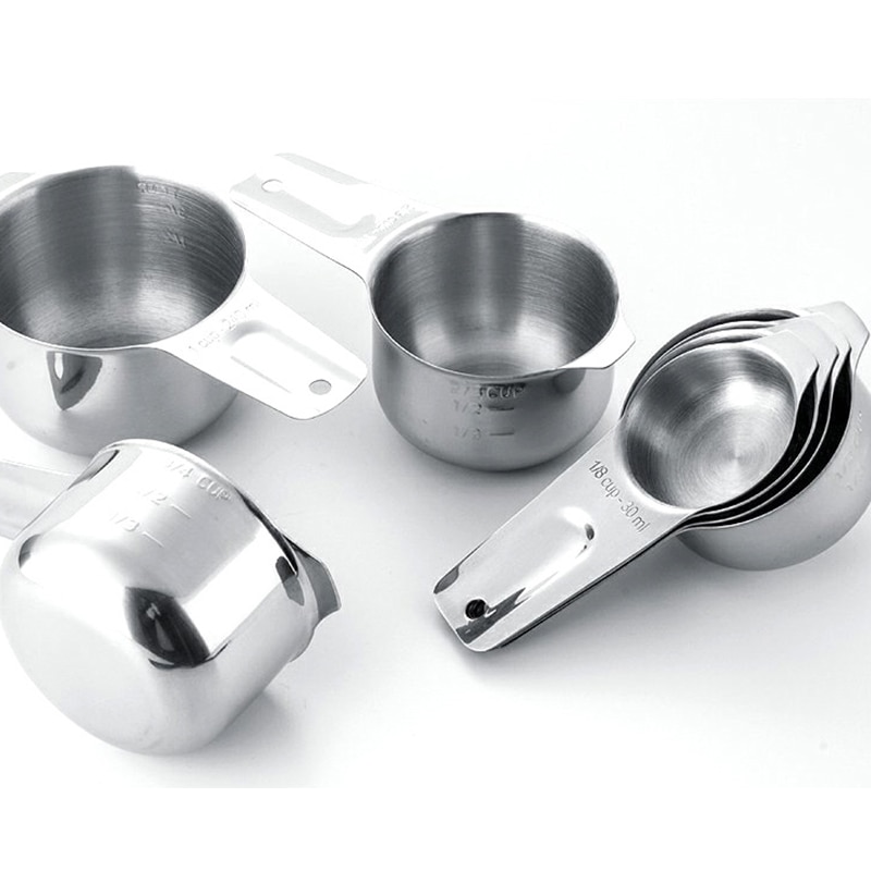 [7-Piece]Stainless Steel Measuring Cups - Made of 1 Solid Piece 304 Stainless Steel, Engraved Measurements, Nesting Measuring Cu