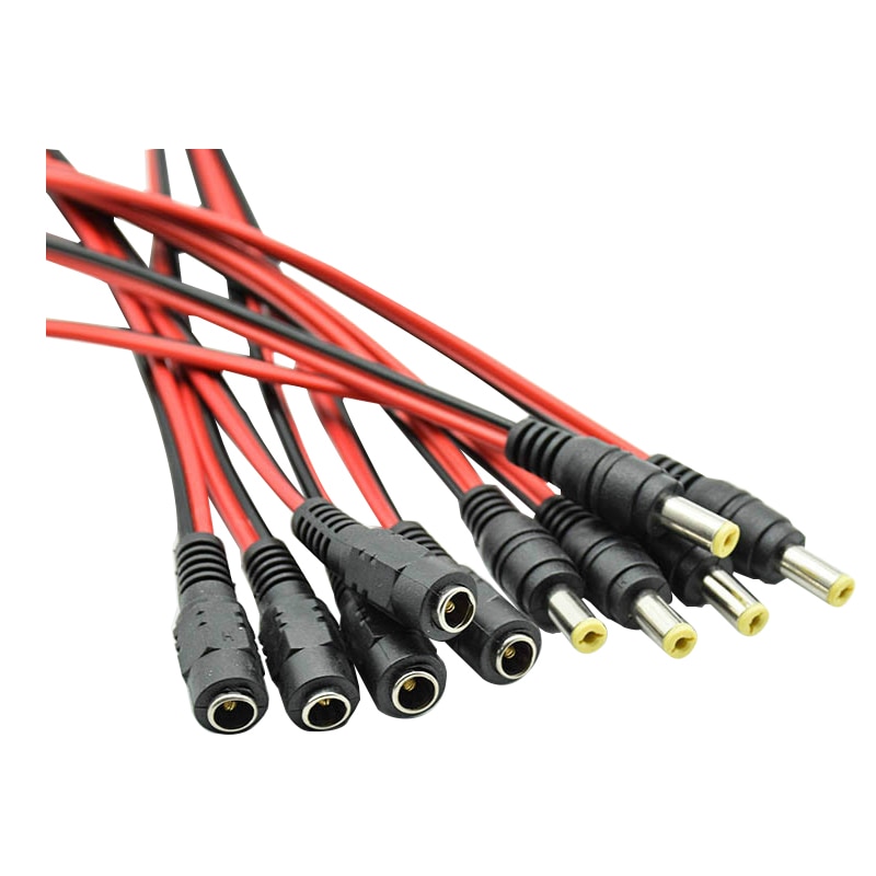 1, 5, 10 piezas DC macho y hembra cable conector de alimentación 5V 12V DC 5.5x2.1mm enchufe adaptador de cable de alambre para cámara de TV tira de luces LED