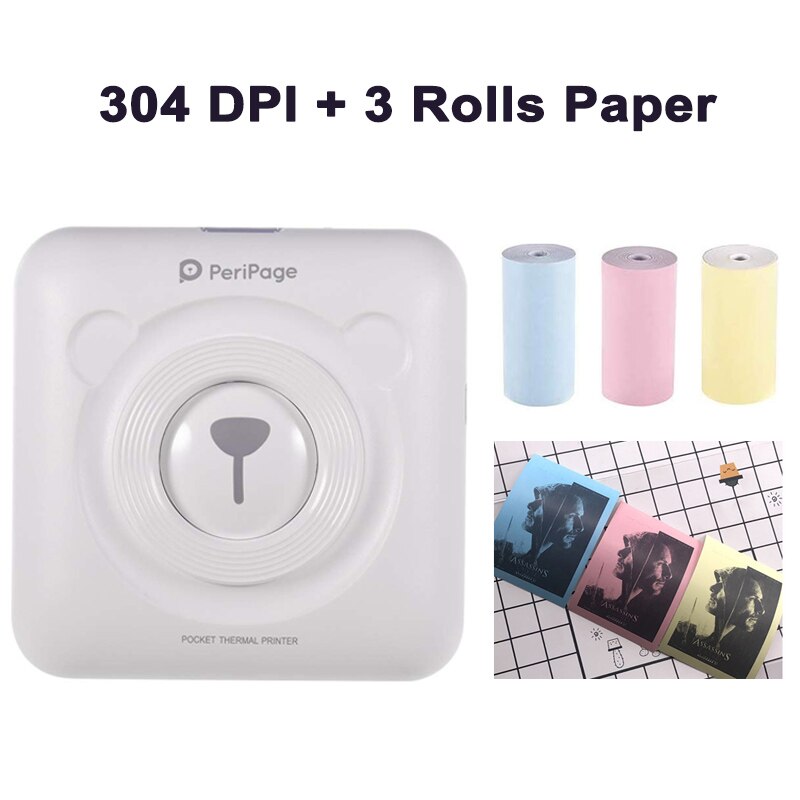 Peripage Foto Pocket Mini Thermische Printer 304 Dpi 58Mm Thermische Bluetooth Portable Mobiele Telefoon Printer Voor Android Ios: 304 WH 3 Color