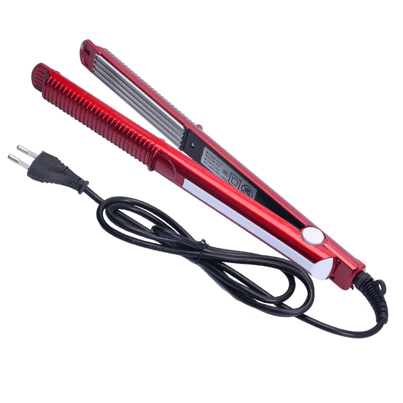 Hair Curler Iron Electric Corrugated Plate Hair Curling Iron Curls Volume Styling Tools: Red