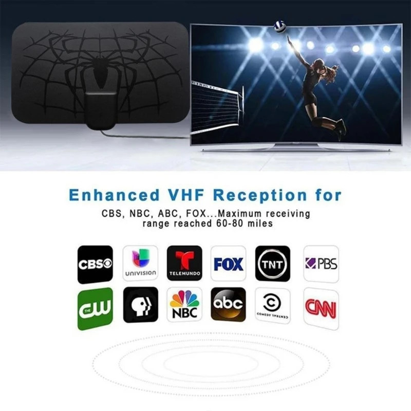 1 Set Digital HDTV Antenna with Detachable Signal Amplifier Converter Free FullHDChannels Indoor TV Antennas K1KF