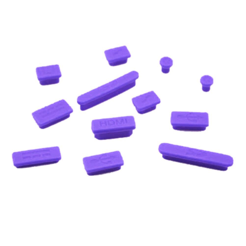 12 pces de borracha anti-poeira plug capa à prova de poeira rolha colorido macio silicone poeira plug para macbook ar 13 "11" portas retina portátil: ROXO