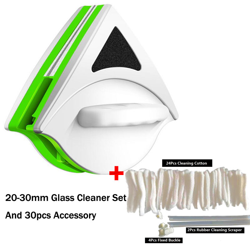 Dobbeltsidet magnetisk vinduespudser børste glasrengøring husholdningsvaskvinduer viskermagnetglasrensere til vask af vinduer: 20mm-30mm og gave