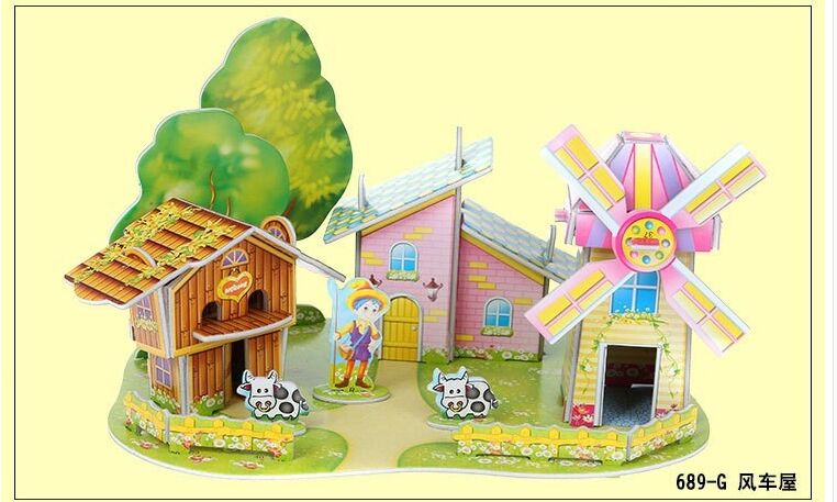 3D jigsaw puzzles children kids toys educational Puzzles DIY Puzzle Jigsaw Baby Kid learning Castle pattern Children Houses: Child Puzzles 3