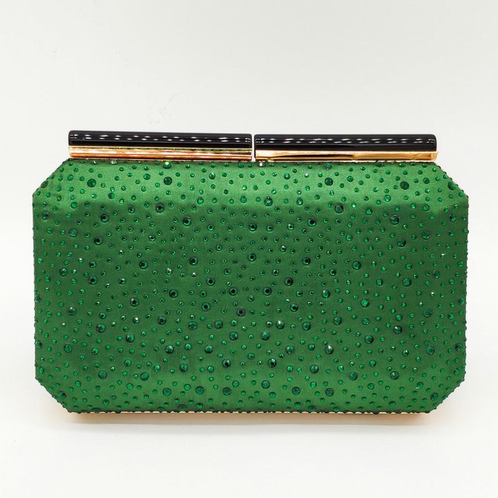 Boutique De FGG Oranje Crystal Vrouwen Evening Clutch Bag Metalen Frame Acryl Sluiting Bruiloft Banket Keten Schoudertas Handtas: Green Evening Bag