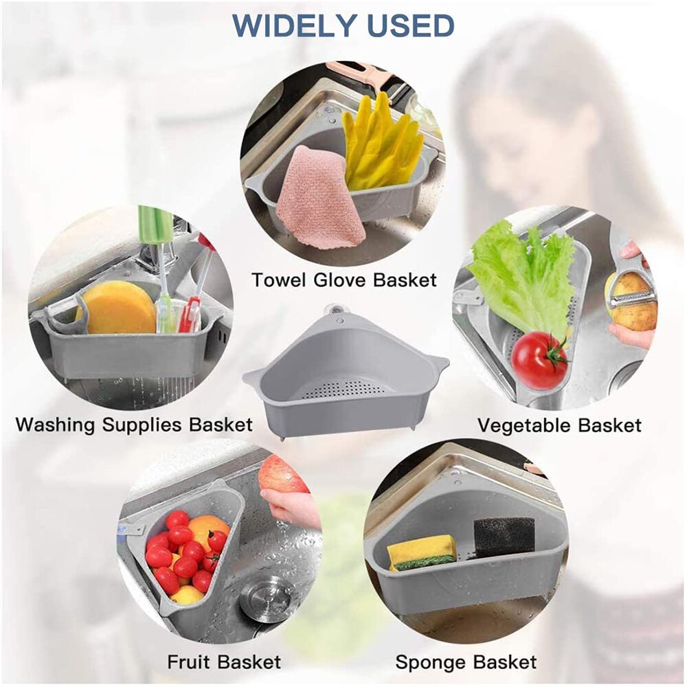 Organizador de cocina Triangular, escurridor para fregadero, estante multifuncional para artículos del hogar, soporte de esponja para la conveniencia de la cocina