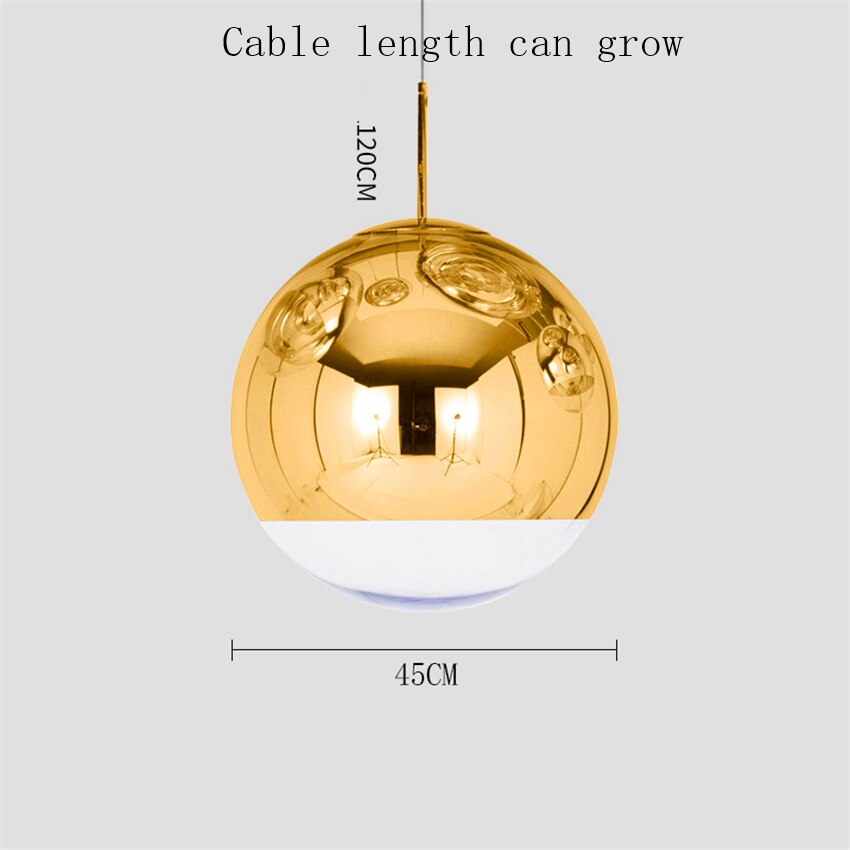 Argent or verre Lustre pendentif lumières Globe boule pendentif LED lampe salon Luminaire suspendu lampara Lustre éclairage E27