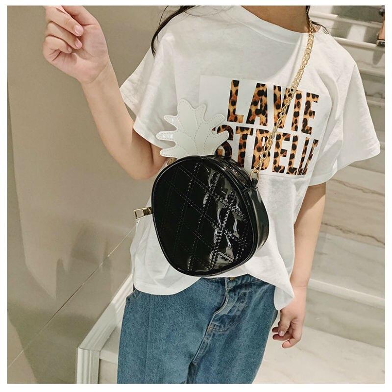 1Pc Zomer Kids Pu Lederen Tas Draagbare Kinderen Zandbak Speelgoed Verstelbare Riem Eenvoudige Vlakte Rugzak Pouch Ananas Zak