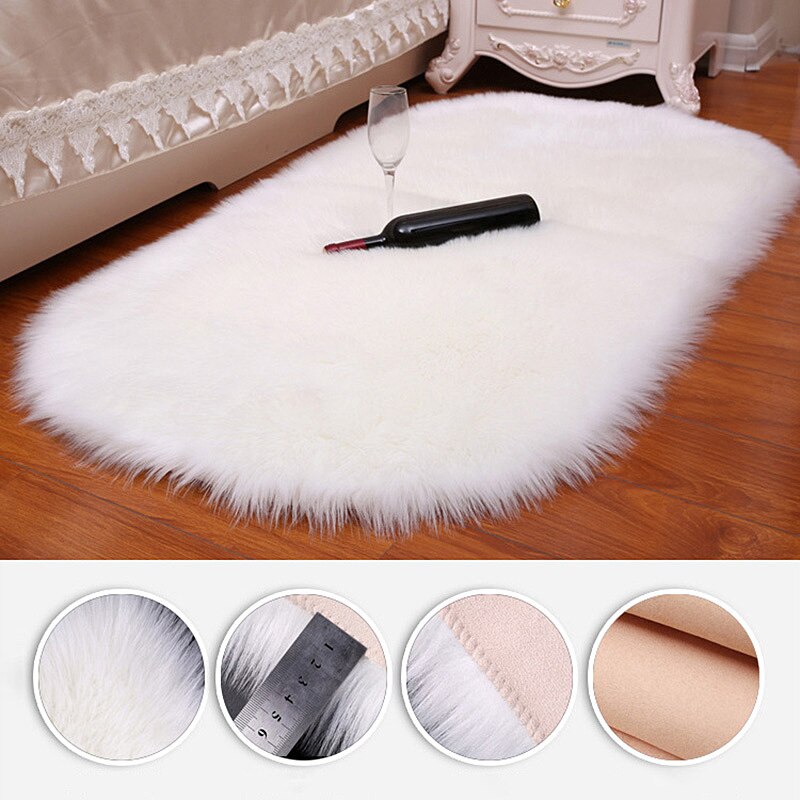 Tapis en peau de mouton moelleux fourrure Faux tapis et tapis pour la maison salon épais lit chambre zone tapis cheveux longs solide tapis décor à la maison