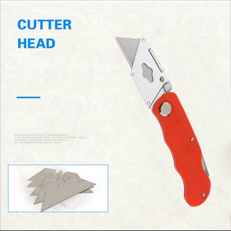 A9LB Foldable Box Cutter with 5 Replaceable Blades for Hobbies Diy Projects Cardboard Cutting Rubber Leather PVC Anti-rust