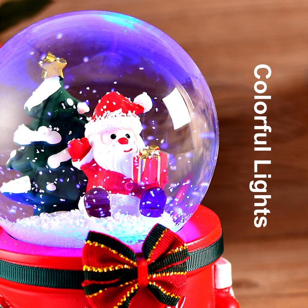 Christmas Snow Globe Music Box Light Snowflakes Santa Claus Crystal Ball for Thanksgiving Birthday Year Christmas Decor