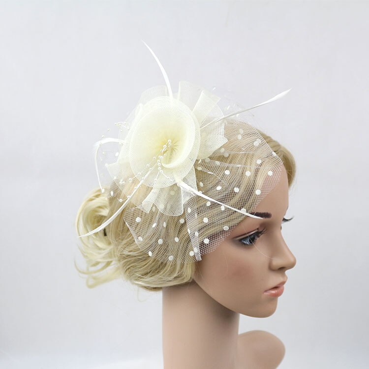 Chapéu de penas Mulheres Net fios Linda Flor Nupcial Penas Fascinator Headband 2207
