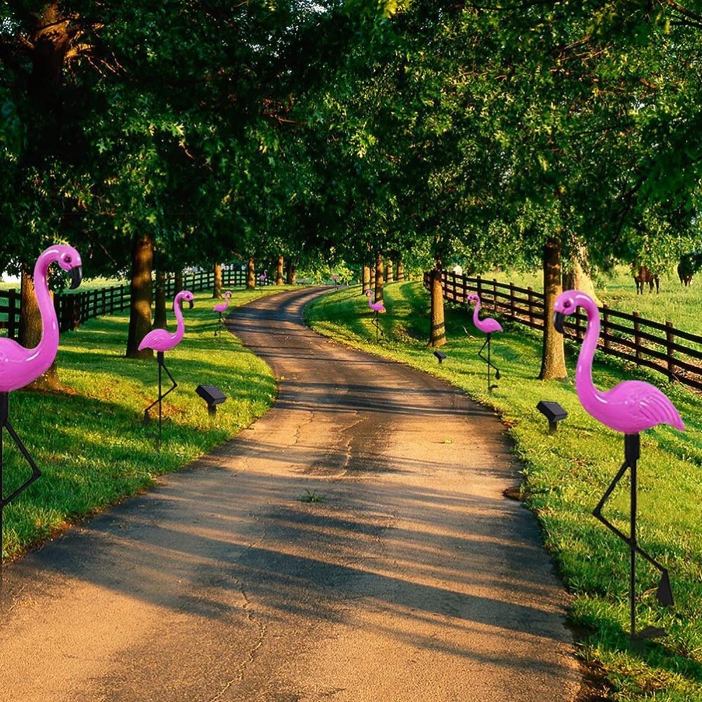 3 pakke solenergi flamingo innsats lys lanterne soldrevet sti lys utendørs vanntett hage dekorativ plen hage lampe
