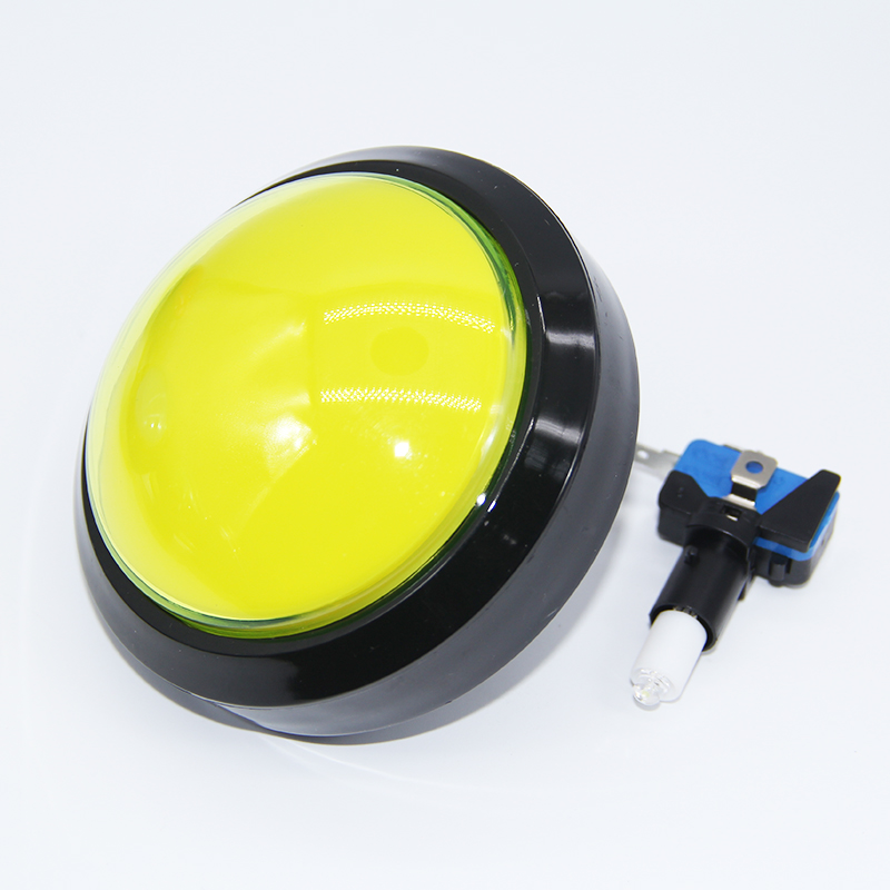 100Mm Grote Ronde Drukknop Led Verlicht Met Microschakelaar Voor Diy Arcade Game Machine Onderdelen 5/12V Grote Dome Lichtschakelaar: YELLOW